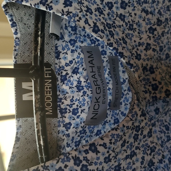 Nick Graham Traveler Collection Performance Modern-Fit Stretch Dress Sz. M Shirt - Picture 4 of 16